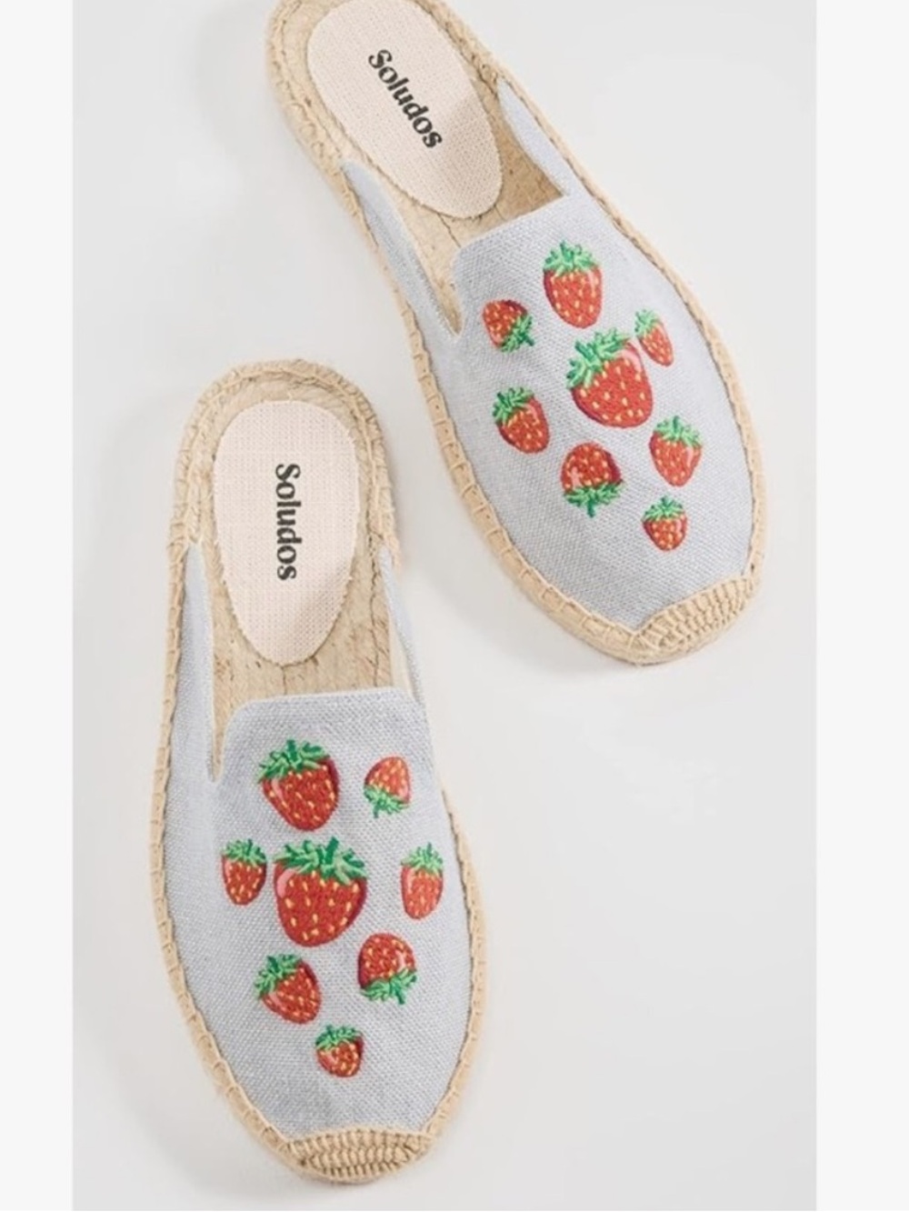 Soludos Strawberry Patch Espadrille Mule Size 7 Blue and Red